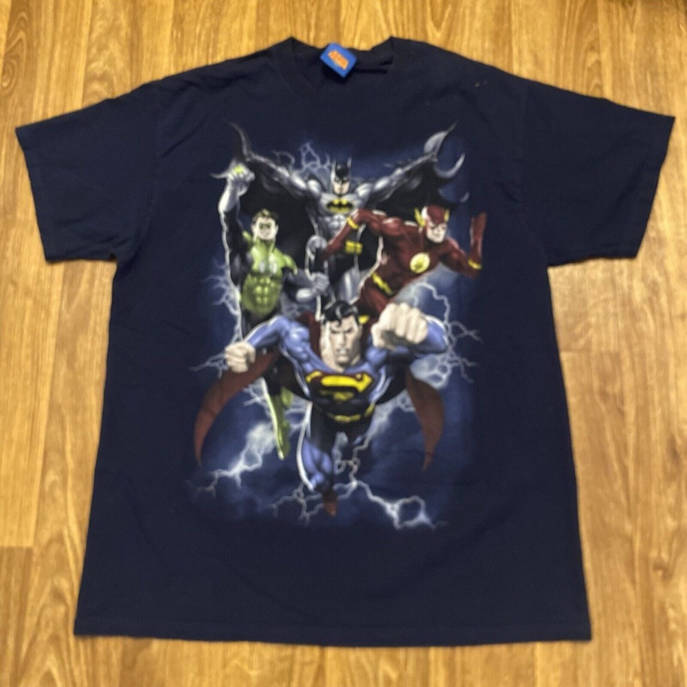 Y2K Justice League Shirt‎ Men XL DC Comics Superman Batman Flash Green Lantern